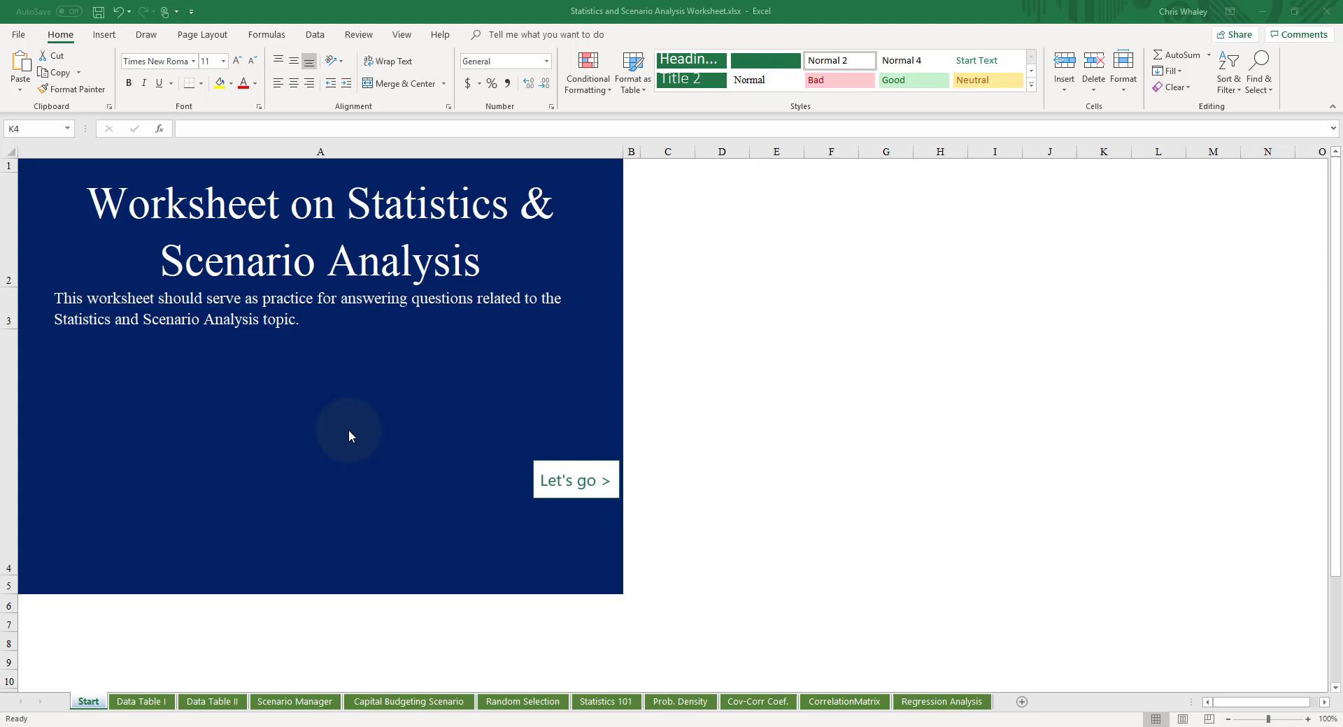 M3U1 Data Tables In Excel